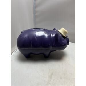 VTG OME Hat-Tipping Piggy Bank Plastic Pig Coin Bank Works Elks Lodge Hong Kong